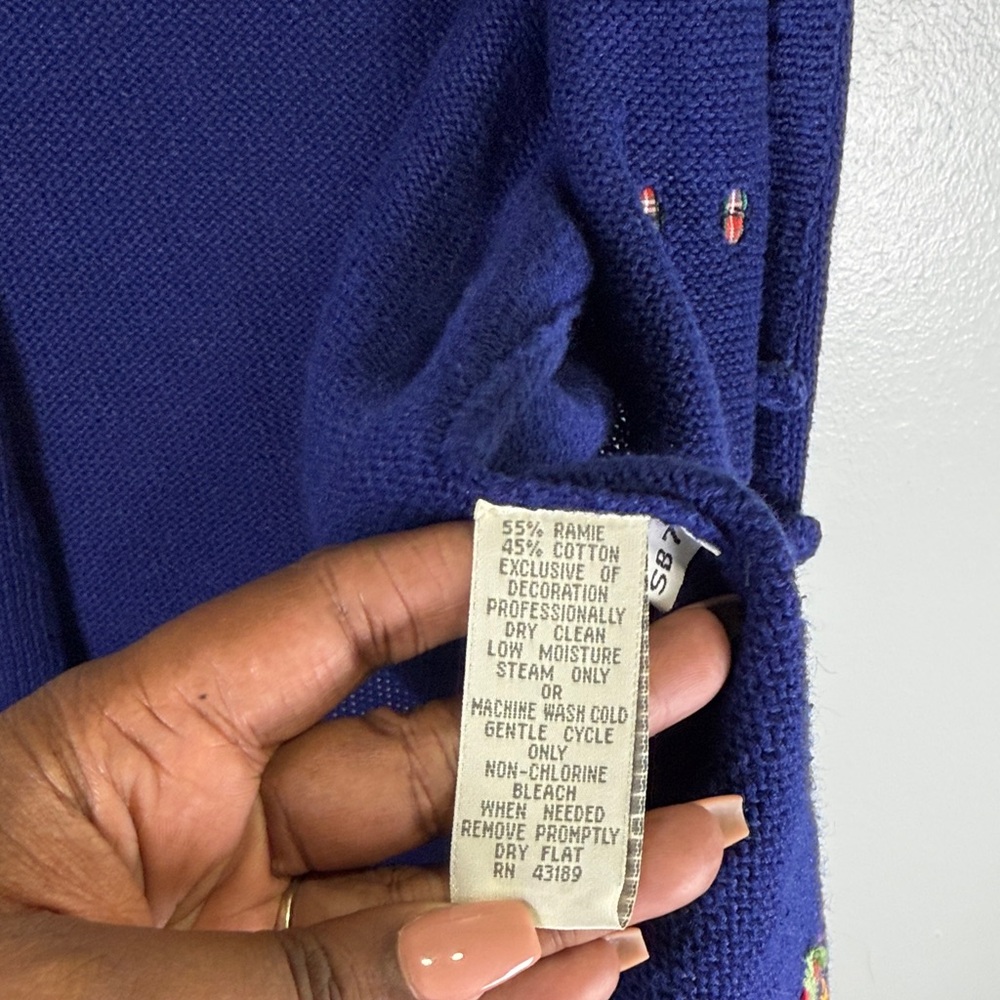 Vintage 90’s Susan Bristol‎ Royal Blue Knit Vest Sz Large - Picture 7 of 8